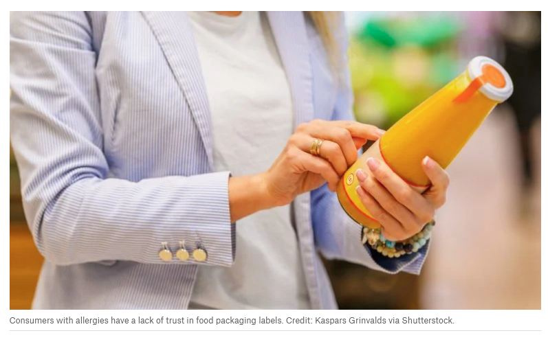 標(biāo)簽設(shè)計(jì)錯(cuò)誤的食品包裝威脅消費(fèi)者對(duì)食物過(guò)敏